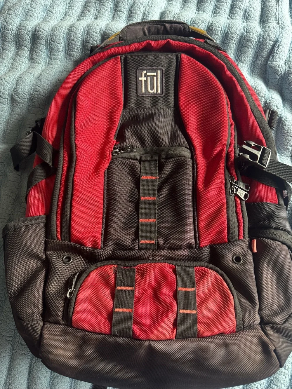 Red and Black Men's Backpack - Versatile Travel & Commuter Bag